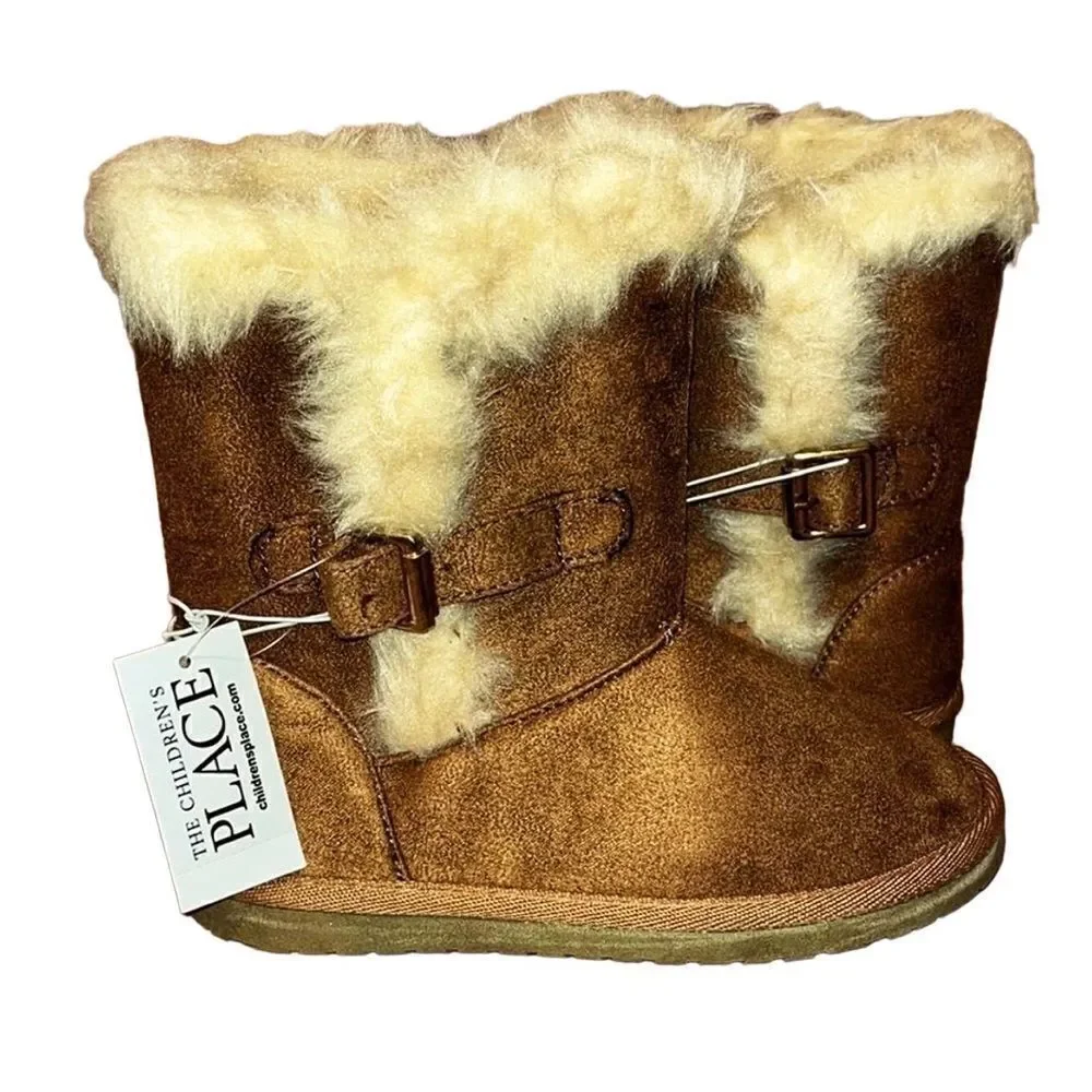 Children’s Place Girls Faux Suede Buckle Detail Booties